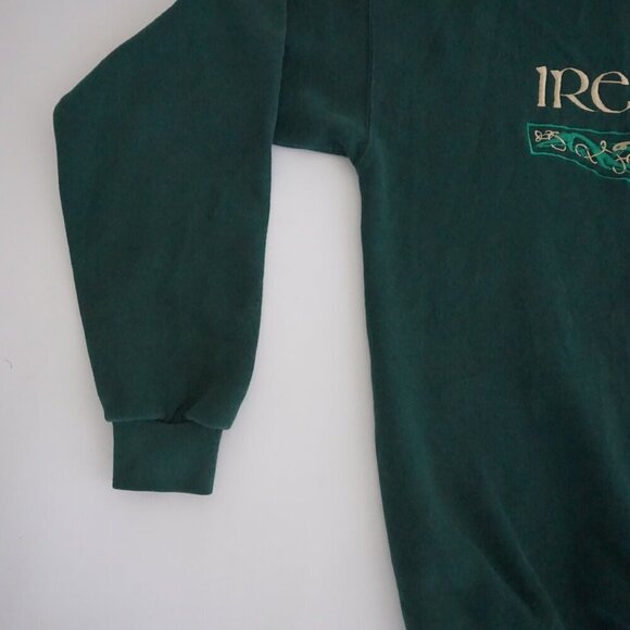 VTG '90s Santee Heavyweight Embroidered Ireland Hunter Green Crewneck Sweater L - Picture 8 of 10